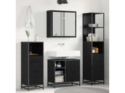 Vidaxl Conjunto De Móveis Para Banheiro Com Porta 4 Pcs Carvalho Preto