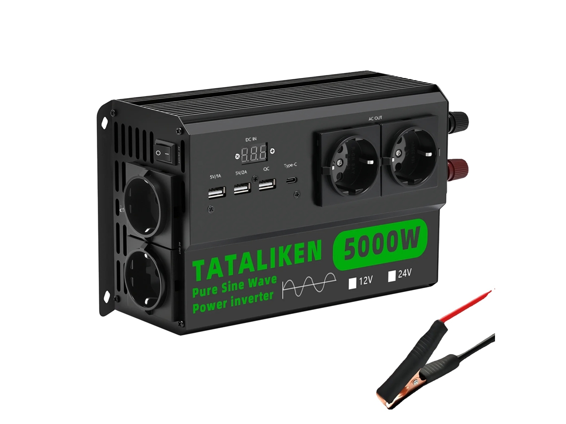 Inversor, 4 Tomadas Eu, Ventilador Com Termostato Automático, 5000w Eu-preto
