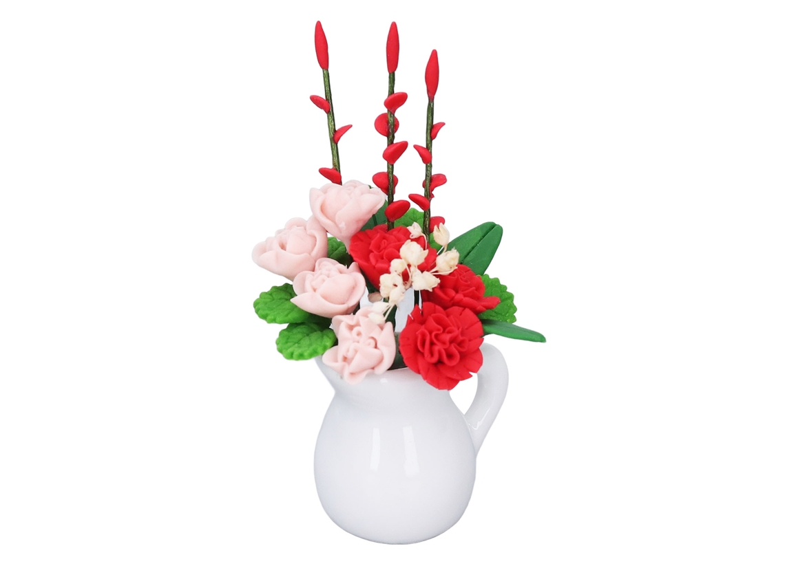 Mali vaso de Flores Miniatura para Casinha de Bonecas em Escala 1:12 com Argila e Cerâmica