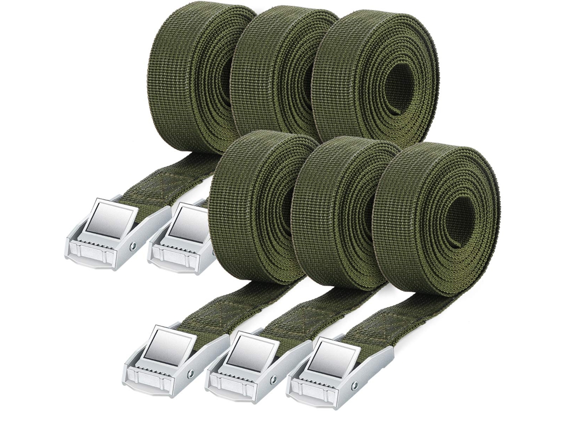 Cintas De Amarração 6 Peças 2,5 Cm X 2,5 M 250 Kg Para Bagagem Equipamento De Camping Veículo