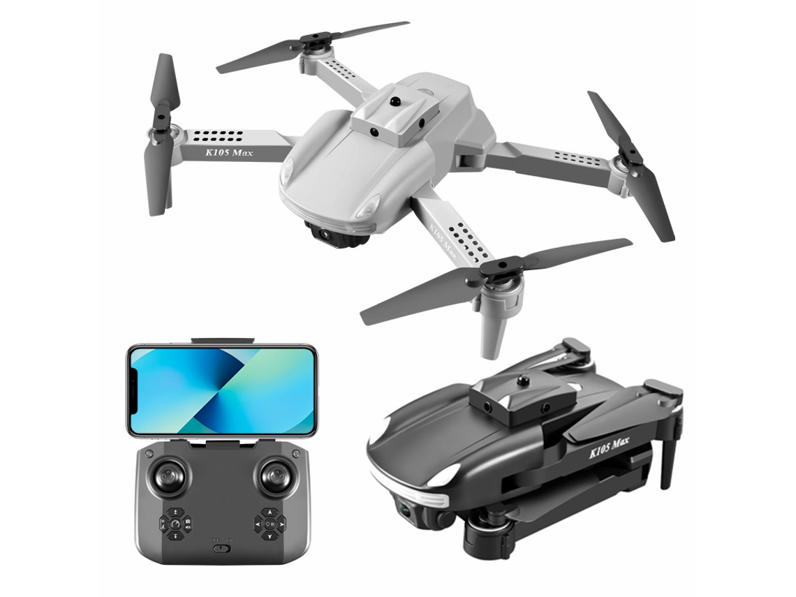 K105 Max Mini Drone com 4K Dual Camera Prevenção Inteligente de Obstáculos 2 Baterias Vida Útil Da Bateria: 15 Min Cinza