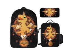 Mochila De Estudante Digimon I5996. Inclui Mochila, Lancheira E Estojo. Resistente. W5996 Olysi Shop