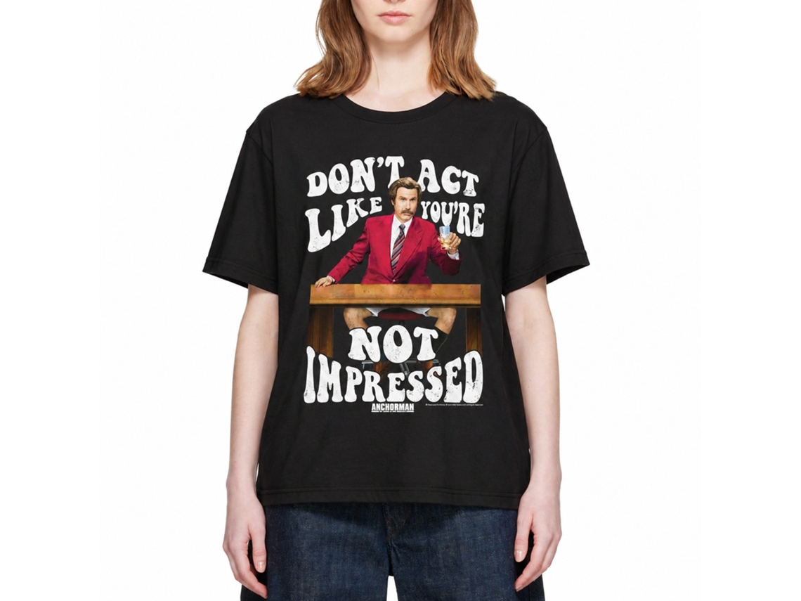 Rockinstone Anchorman Movie Not Impressed Black Adult T-shirt Size:xxxl