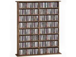 Unidade Organizadora Para Cds E Dvds Com 16 Compartimentos E 12 Prateleiras Ajustáveis, Capacidade Máxima Para 720 Cds/396 Dvds E Blu-rays, Marrom.