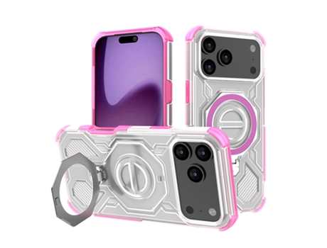 Capa Protetora Com Airbag E Suporte Para Telemóveis Apple (iphone 16e Rosa Translúcido)