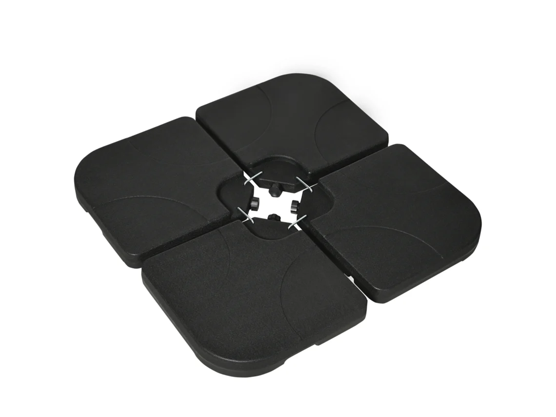 Set 4 Pesi per Base Ombrellone, riempibili con 15 litri d'acqua o 19,5 kg di sabbia, nero ZENCORE SERVICES
