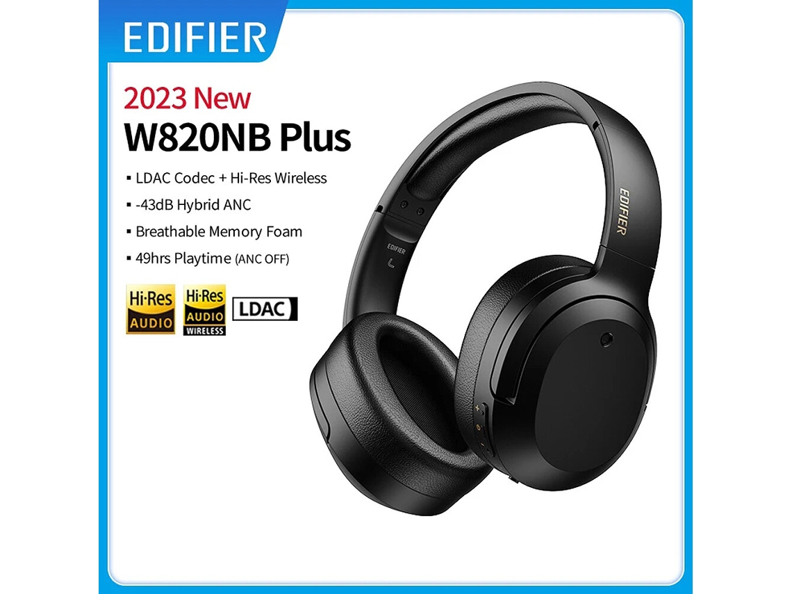 Auricular Bluetooth Edifier W820nb Além De Cpn Com Cancelamento De Ruído Ativo, Áudio De Alta Resolução Duplo Codec, Ladc, Auriculares De Baixa Latência
