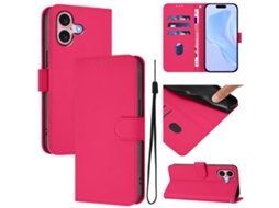 Capa De Couro Sintético Para Iphone 16 - Toque Suave - Cor Sólida - Com Cordão