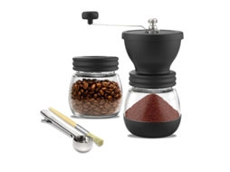 Moedor De Café Manual Com Moedores De Cerâmica, Moedor De Café Manual Com Dois Potes De Vidro , Escova E Colher Brilvibera (11 Oz Cada)