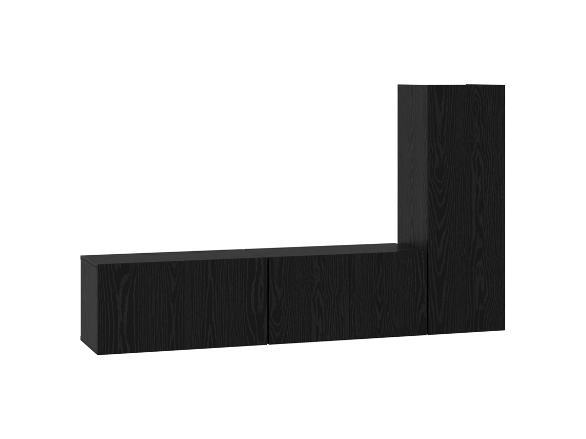 Conjunto 3 Armário De Parede Vidaxl Preto Derivados De Madeira (60 X 30 X 30 Cm)