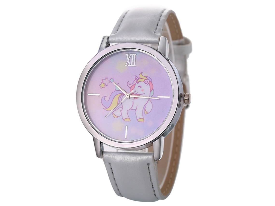 Relógio de Pulso Feminino de Quartzo com Mostrador Redondo e Pulseiro de Couro Cinza