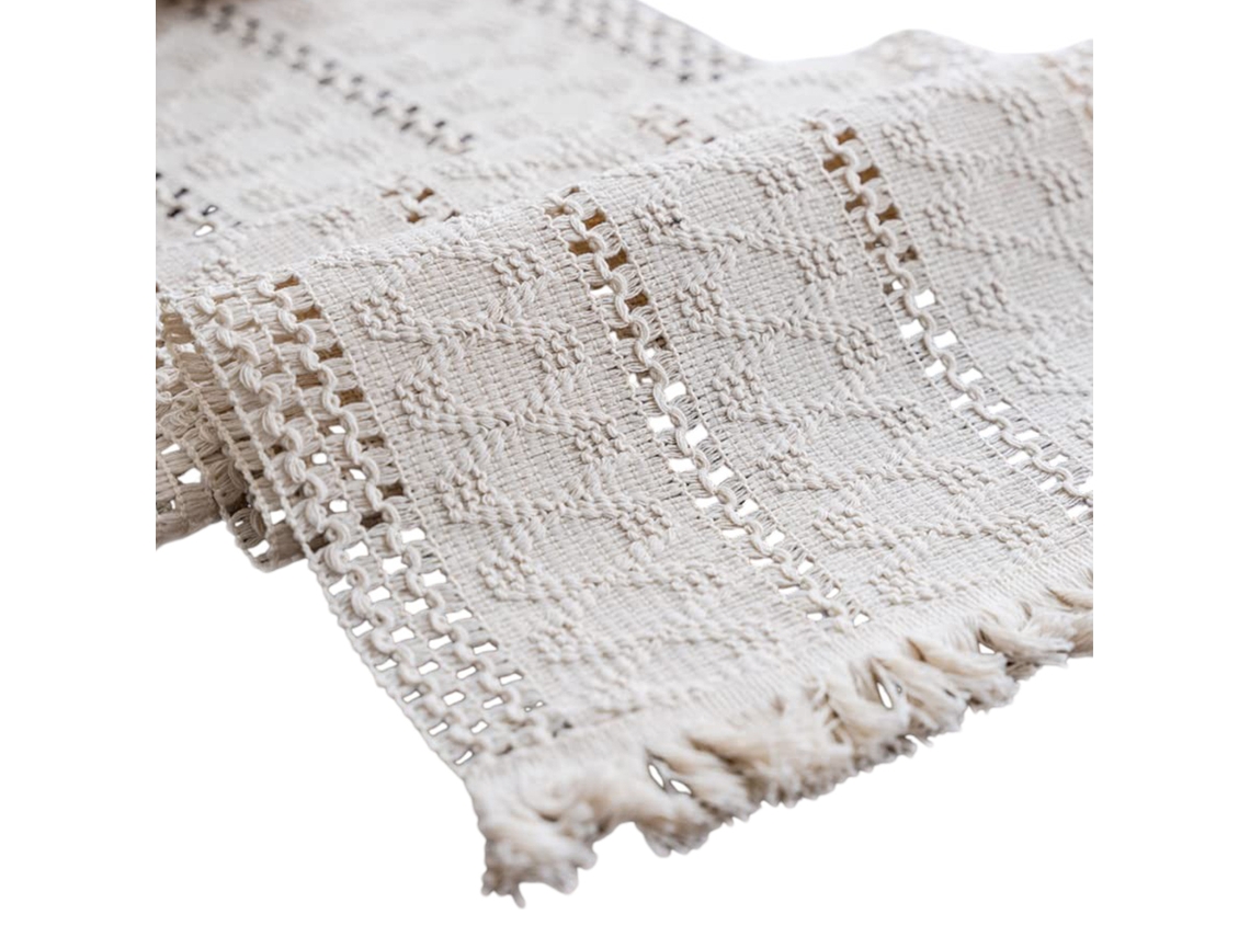 Corredor De Mesa Boêmio, Design Retangular De Fazenda Boho Macrame, Algodão Linho Macrame, Corredor Repelente De Sujeira Isolante Para Mesas De Jantar