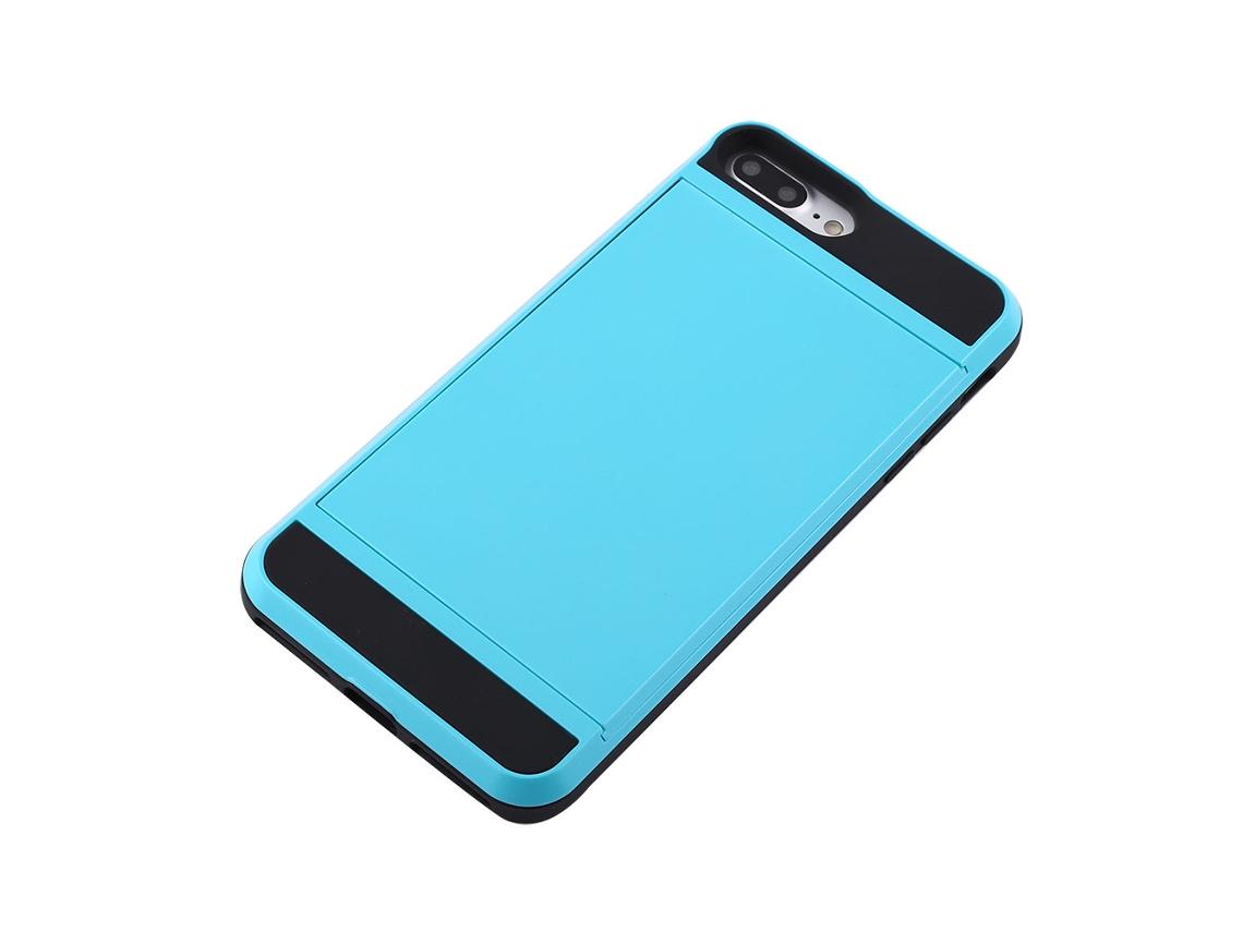 Capa Azul Claro para iPhone 7 Plus com Cartão e Capa Deslizante EOOCOO