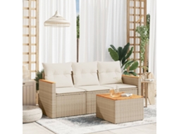 Conjunto de Móveis de Jardim HARLANV1 com 4 peças, sofás com almofadões Vime vidro