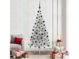 Vidaxl Árvore De Natal Artificial Pré-iluminada Prateado 210 Cm Pet
