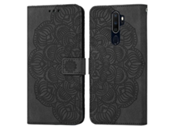 Capa De Couro Flip Com Estampa De Mandala E Relevo Para Oppo A9 2020
