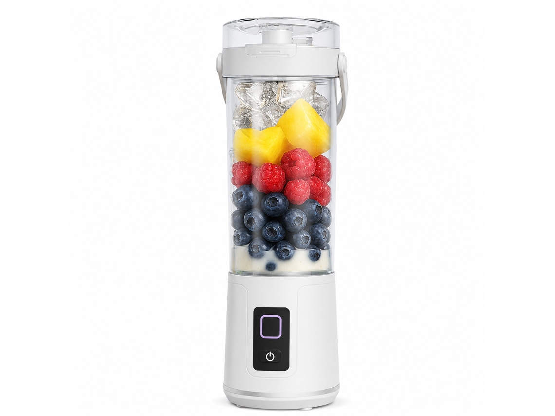 Liquidificador Portátil Sem Fios 2 Em 1 Para Sumos, 12 Lâminas, Preto Com Luz
