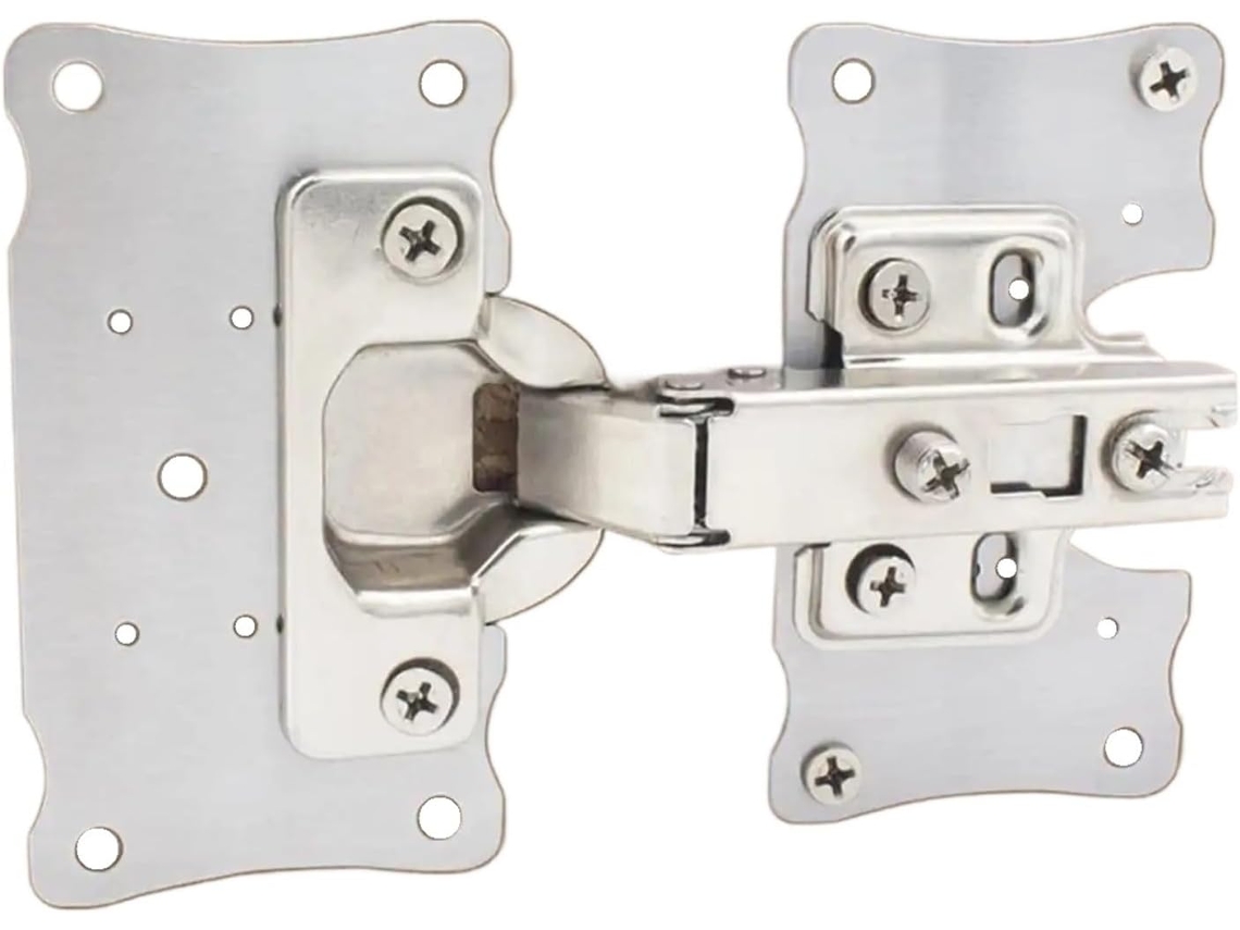 Peça De Reparo Dobradiça Em Aço Inoxidável, Posicionamento Do Furo Da Placa De Fixação Porta Armário E Junta Instalação