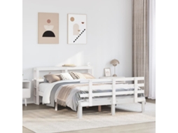 Vidaxl Estrutura De Cama C/ Cabeceira Sem Colchão 140x190 Cm Branco