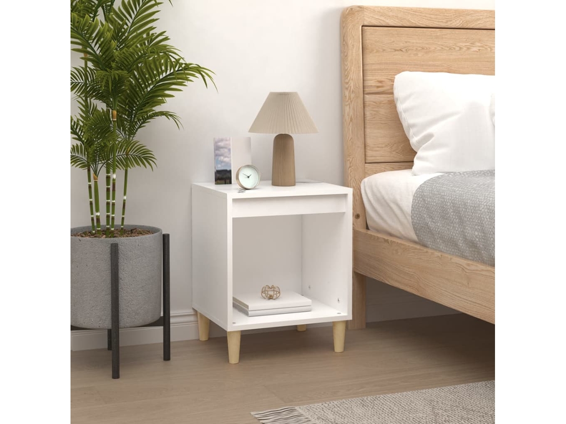 Vidaxl Mesa De Cabeceira 40x35x50 Cm Derivados De Madeira Branco