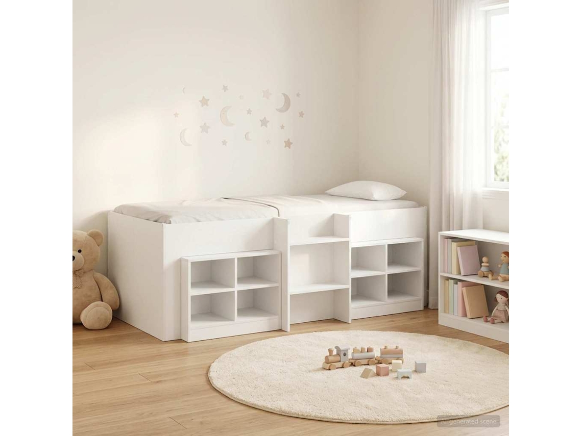 Vidaxl Cama Loft Com Armário 3 Unid. Branco Madeira Processada
