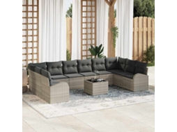 Vidaxl Conjunto De Sofá De Jardim 11 Unid. Cinzento-claro Vime Pe