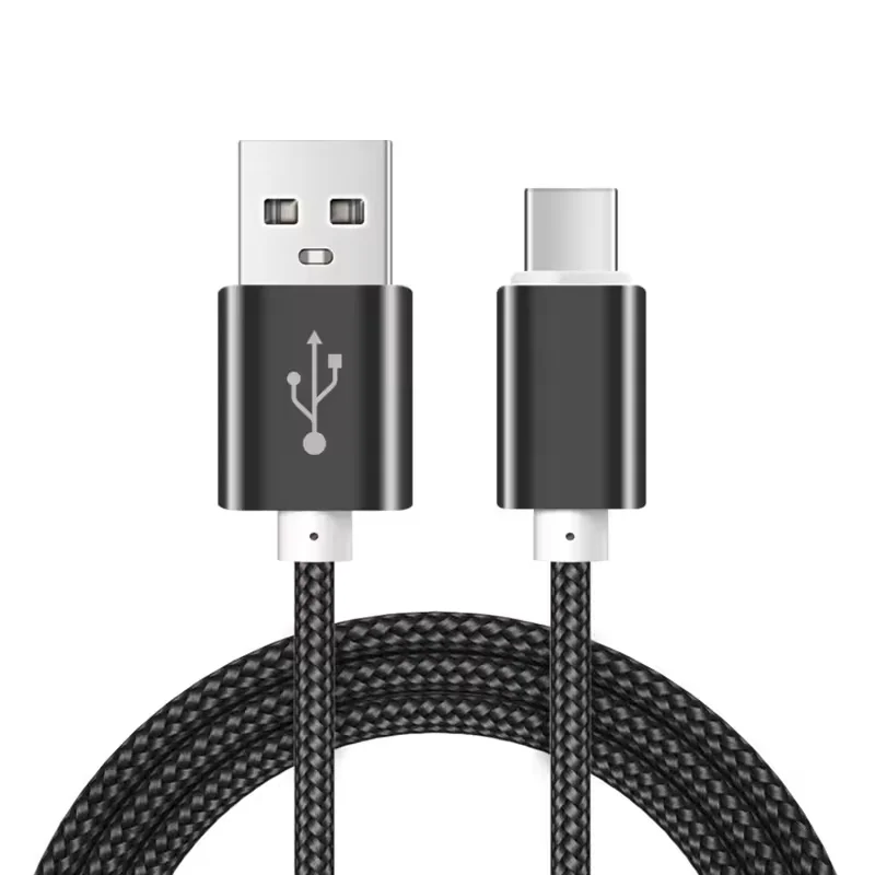 Cabo De Dados Trançado Universal Usb Tipo C Para Carregamento Rápido (preto, 2 M) Para Celulares.