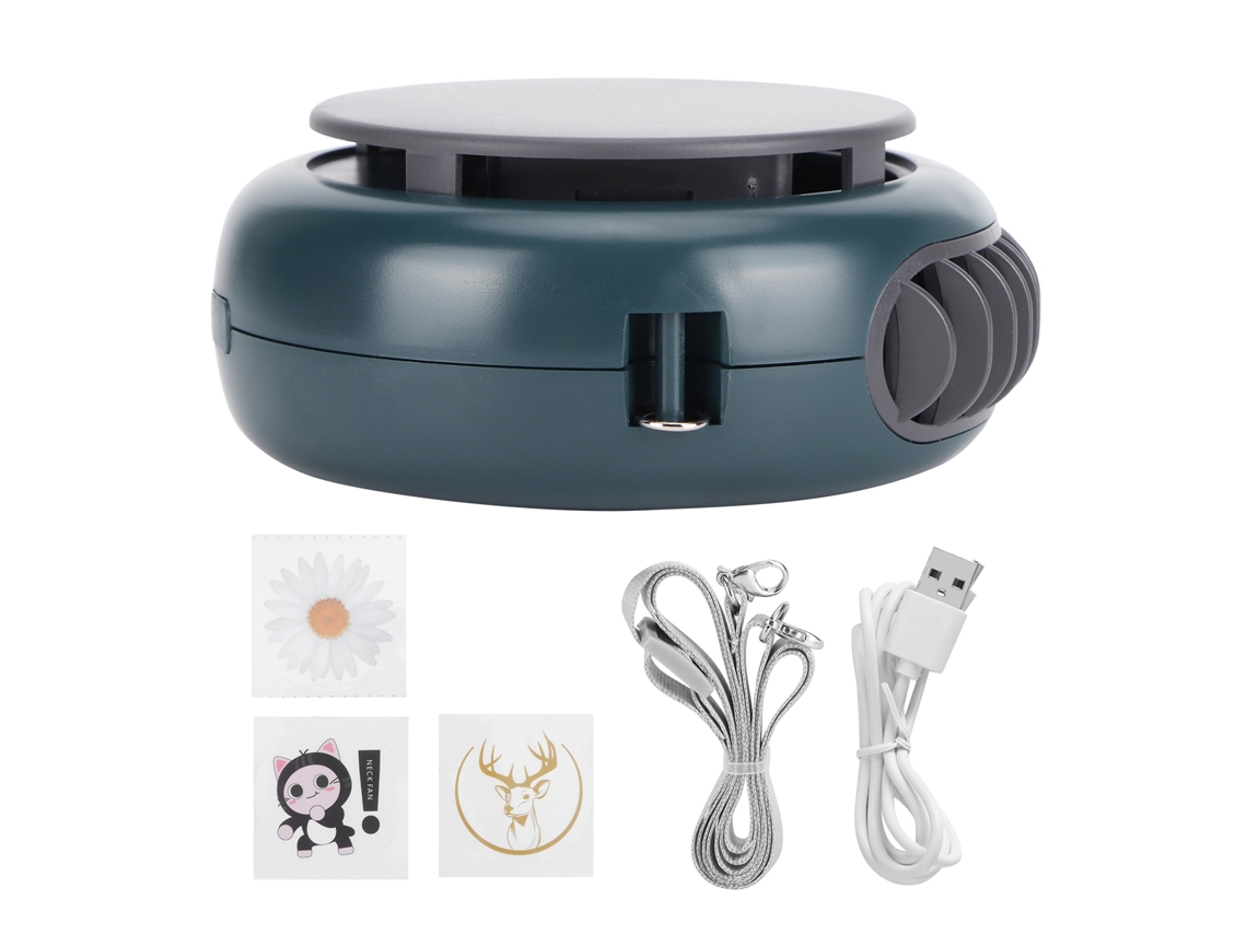 Ventilador Mini Portátil de Pescoço 3 Velocidades Frio Verde