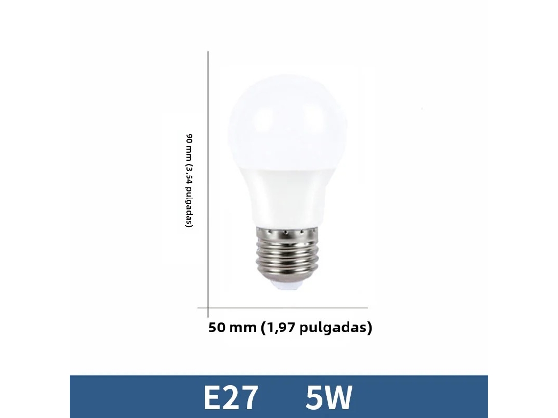 (branco Quente 5w Base De Rosca E27) 6 Lâmpadas Led, Altamente Eficientes E Econômicas, Com Vida Útil De Até 50.000 Horas.