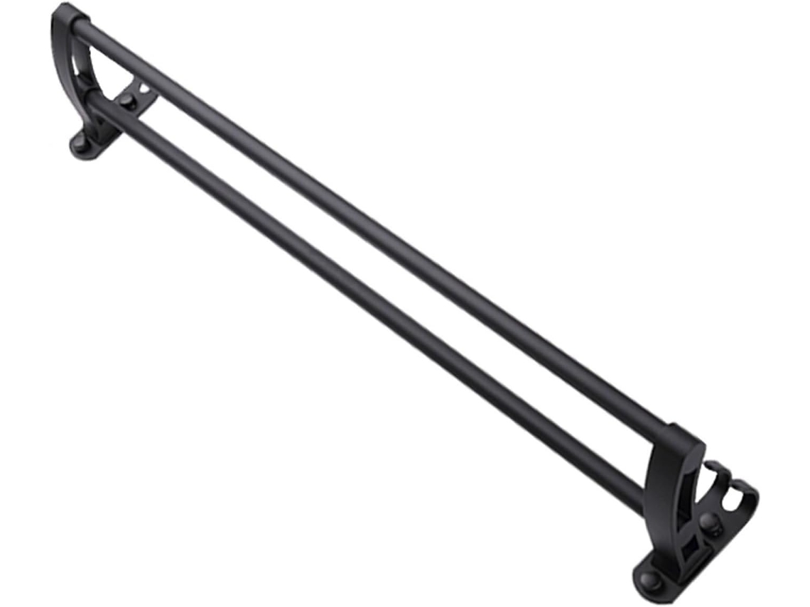 Suporte De Toalhas Duplo Com Haste Montagem Na Parede Em Aço Inoxidável Preto Fosco Para Banheiro E Cozinha