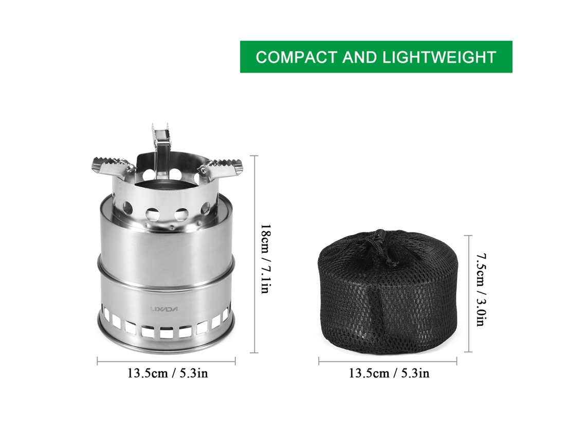 Estufa de Camping Plegável Inox com Prato de Álcool