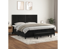 Cama Com Molas/colchão 200x200 Cm Veludo Preto