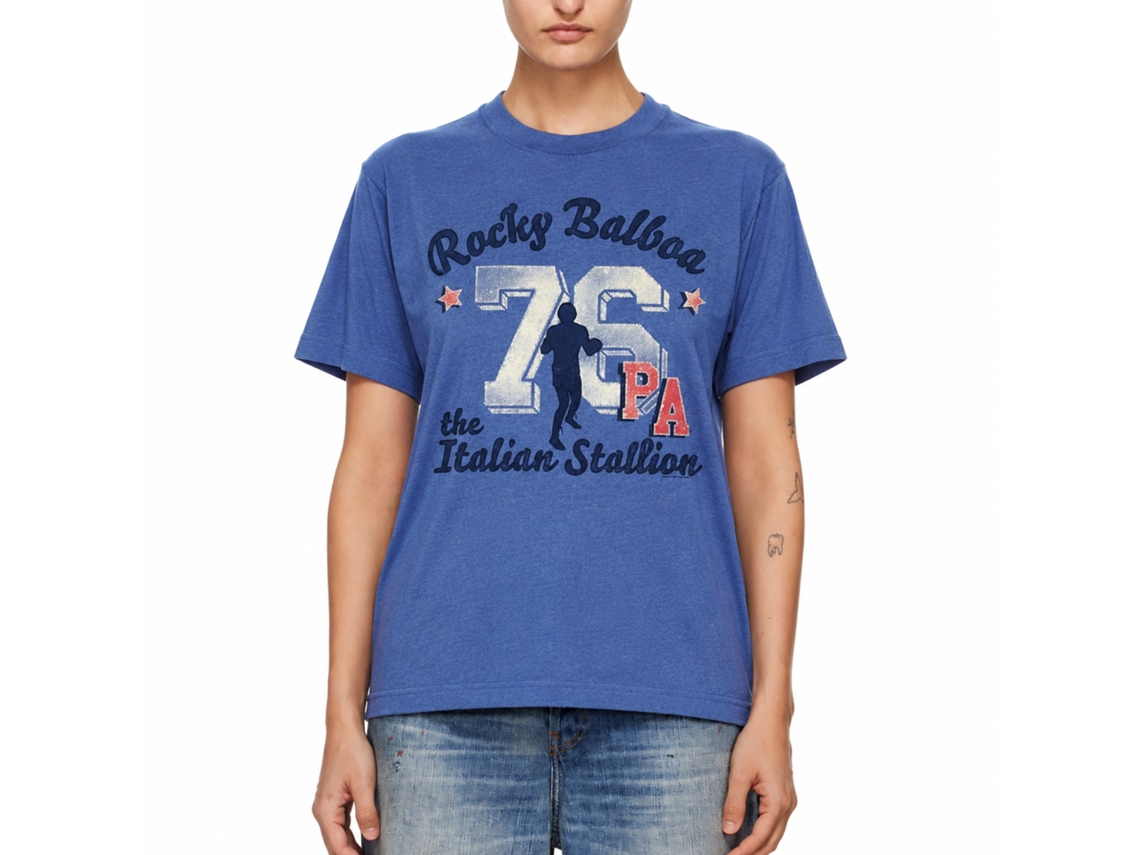 Rockinstone Rocky Movie Ath '76 Take 2 Heather Royal Adult T-shirt Size:m