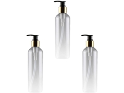 Garrafas Pet 250ml Com Bomba Dosadora, Design À Prova De Vazamentos, Pretos, Pacote Com 3 Unidades, Recarregáveis.
