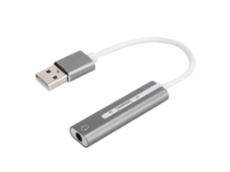 Adaptador de fone de ouvido USB 2.0 para 3,5 mm banhado a ouro com microfone e luz (conversor USB 2.0 para 3,5 mm, compatível com OS X e PC)