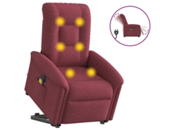 Vidaxl Poltrona Elevatória De Massagens Elétrica Tecido Vermelho Tinto
