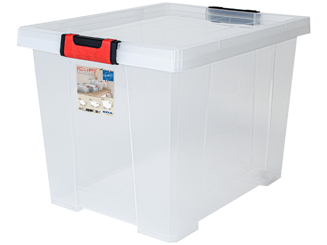 Caixa de Armazenamento EDA Clipstock 45 Litros Pp Transparente