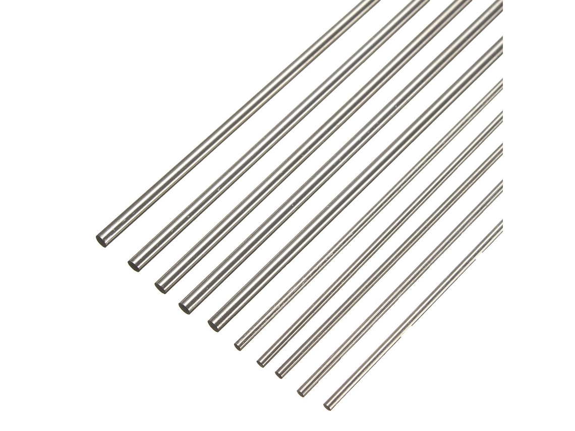 Conjunto de 10 Eletrodos Tungstênio para Soldagem Tig, 1/16" a 3/32", 150 Mm, Não Radioativos, Aço Carbono