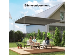 Lona Cinza Claro Para Cobertura De Pérgula Retrátil De Gazebo 3 X 3 M - Tecido Para Telhado 250 X 255 Cm