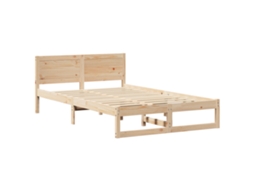 Conjunto 1 Estrutura De Cama Moderna Vidaxl Castanho Madeira De Pinho Maciça (135 X 190 Cm)
