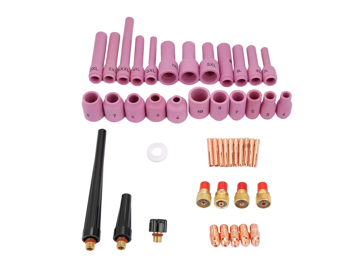 Conjunto de 46 peças de acessórios consumíveis para tocha de soldagem TIG série WP-9/20/25, incluindo bico de gás.