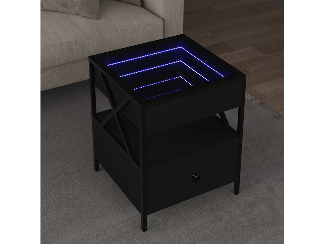 Vidaxl Mesa De Centro Com Luzes Led Infinity 40x40x51 Cm Preto