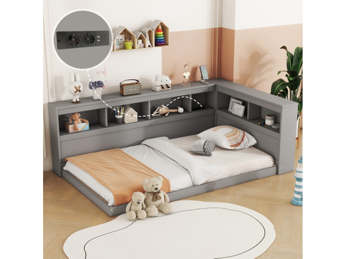 Sofá Cama BTFORUS 90x200 cm com Tomada Elétrica e 2 Portas USB
