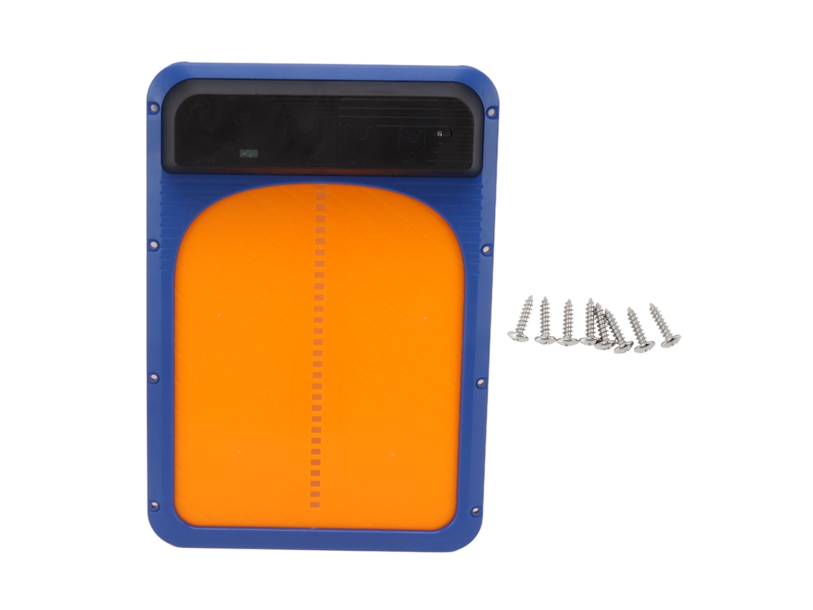 PORTA Automática Primerox para Galinheiro, Sensor de Luz, Bateria, Azul e Amarelo