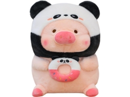 Porquinho De Pelúcia, Pelúcia Rosa Com Capuz De Panda E Donut Na Mão,