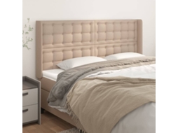 Vidaxl Cabeceira Cama C/ Abas Couro Artif. 183x16x118/128cm Cappuccino