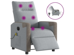 Vidaxl Poltrona De Massagens Reclinável Elétrica Tecido Cinzento-claro