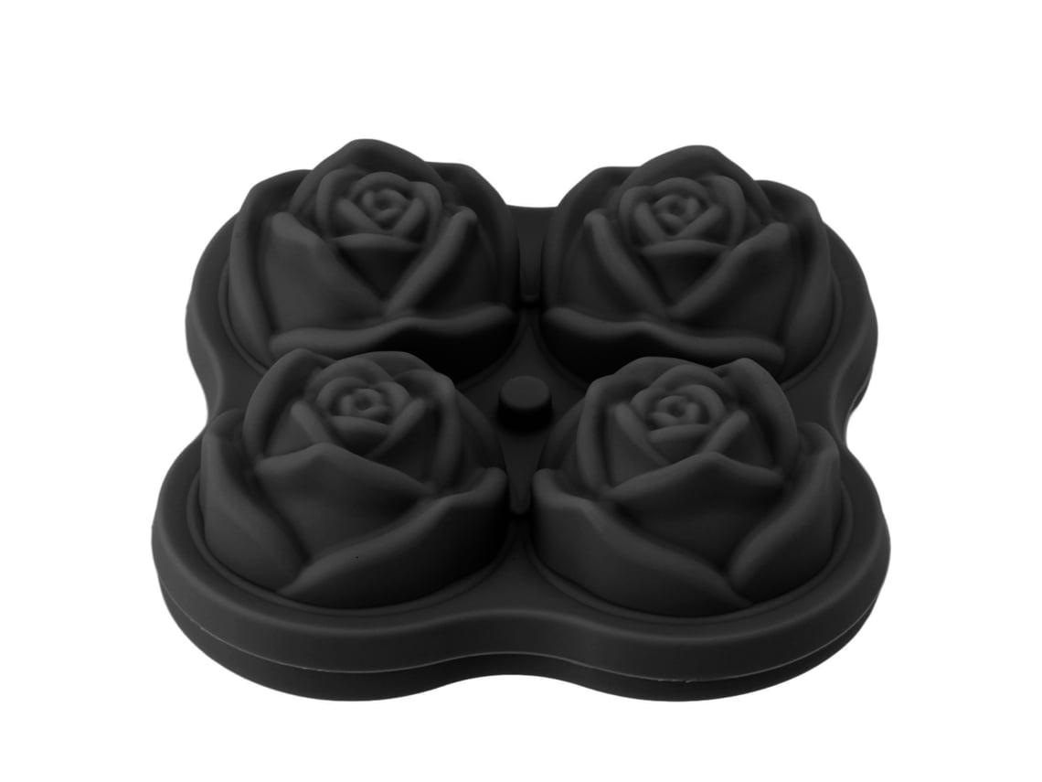 Bandeja de Gelo em Forma de Rosa Silicone 4 Compartimentos Moldes para Coquetéis e Whisky 2 Peças | S/MARCA