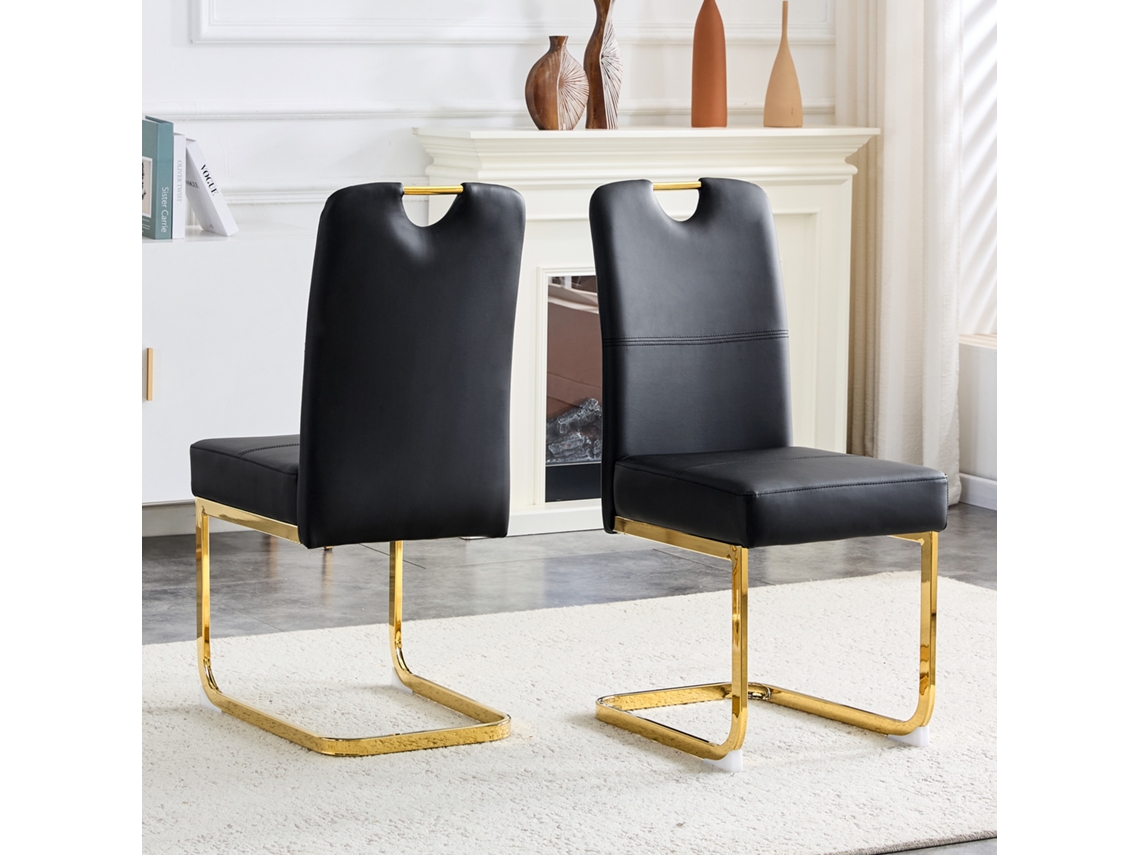 Conjunto 2 Cadeiras Jantar Pretas Espessas, Molas Internas, Ergonômico