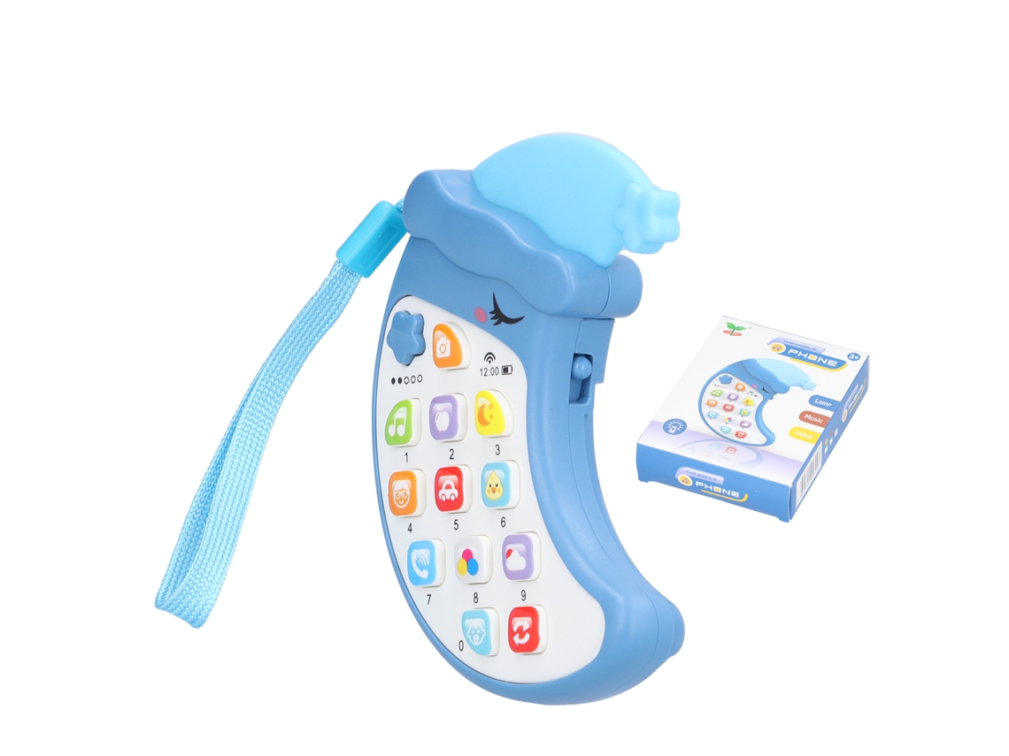 Mali brinquedo Telefone Infantil Lua Musical Educativo com Luz Cor Azul Claro